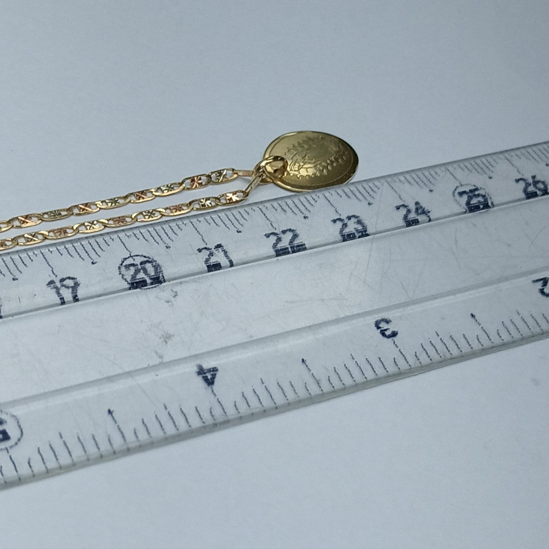 CADENA, MEDALLA RELIGIOSA ORO 14 K 2.6 GRMS (SEMINUEVO)