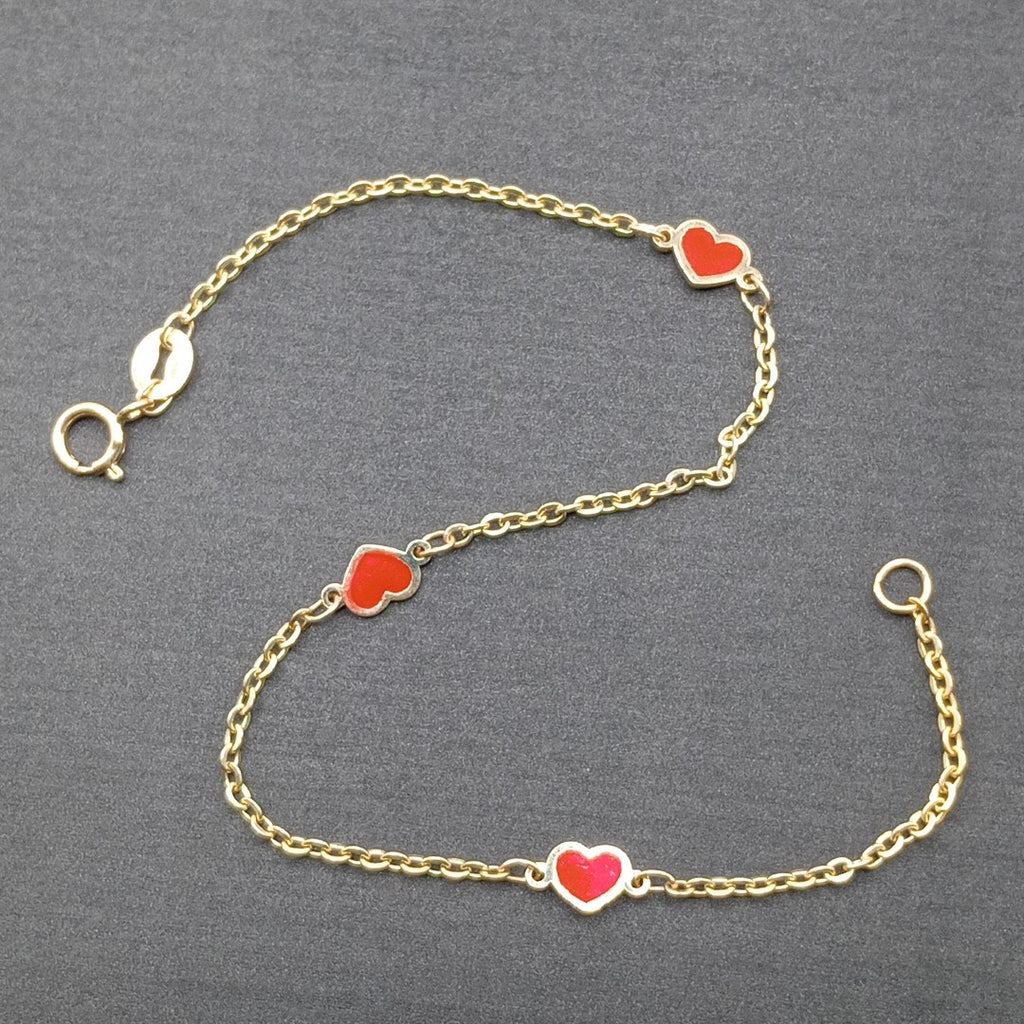 PULSERA ESPECIAL CON CORAZONES 14K 18 CM 1.4 GR (NUEVO)
