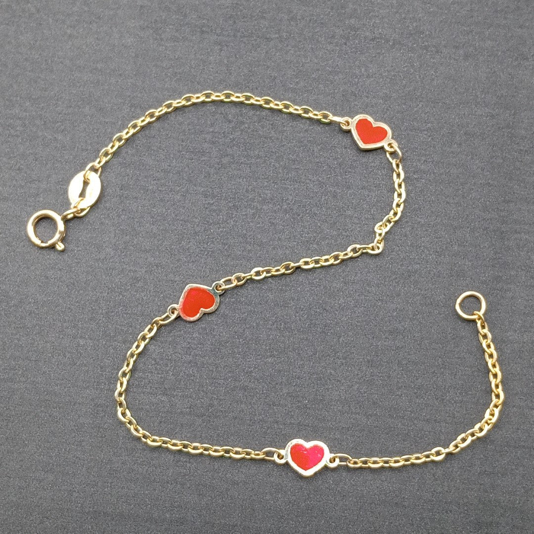 PULSERA ESPECIAL CON CORAZONES 14K 18 CM 1.4 GR (NUEVO)