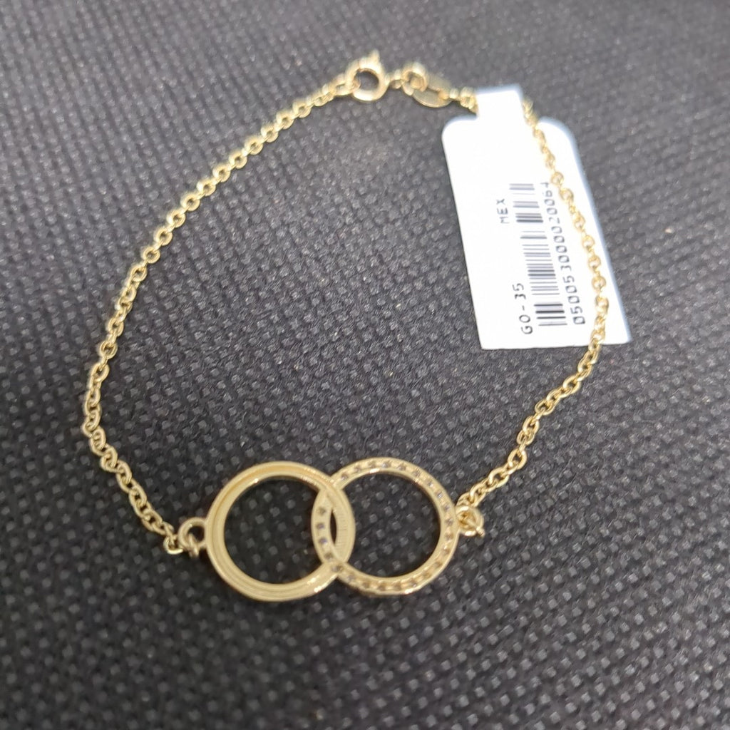 PULSERA TEJIDO ESPECIAL FIG AROS UNIDOS C CIRCS 14K 18 CM 2.1 GR (NUEVO)