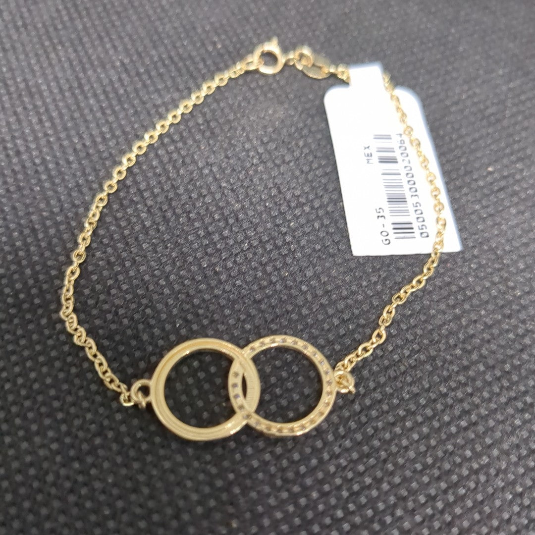 PULSERA TEJIDO ESPECIAL FIG AROS UNIDOS C CIRCS 14K 18 CM 2.1 GR (NUEVO)