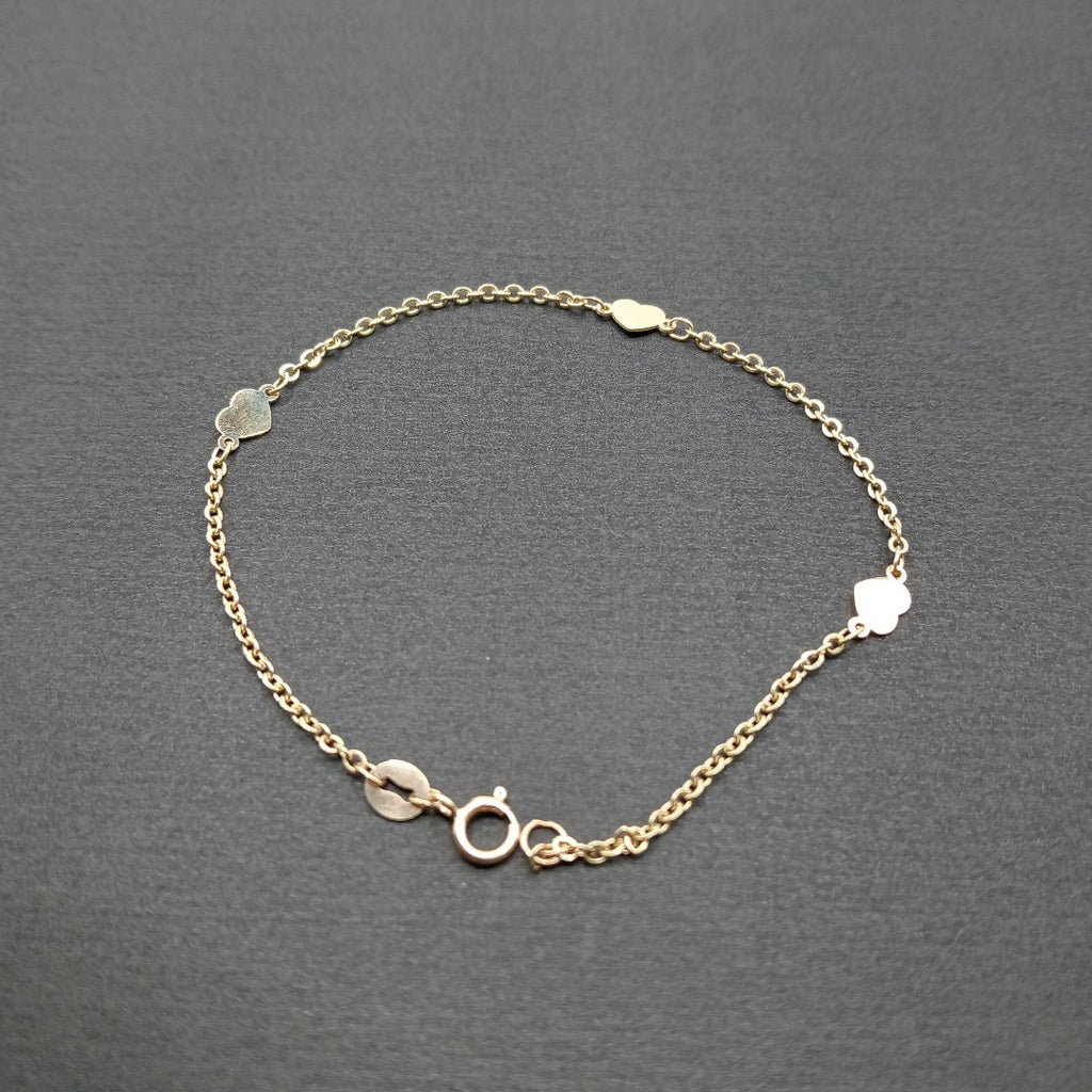 PULSERA TEJIDO ESPECIAL FIG CORAZONES 14K 18 CM 1.3 GR (NUEVO)