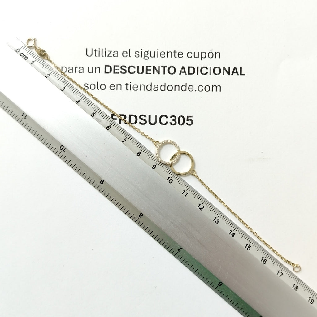PULSERA TEJIDO ESPECIAL FIG AROS UNIDOS C CIRCS 14K 18 CM 2.1 GR (NUEVO)