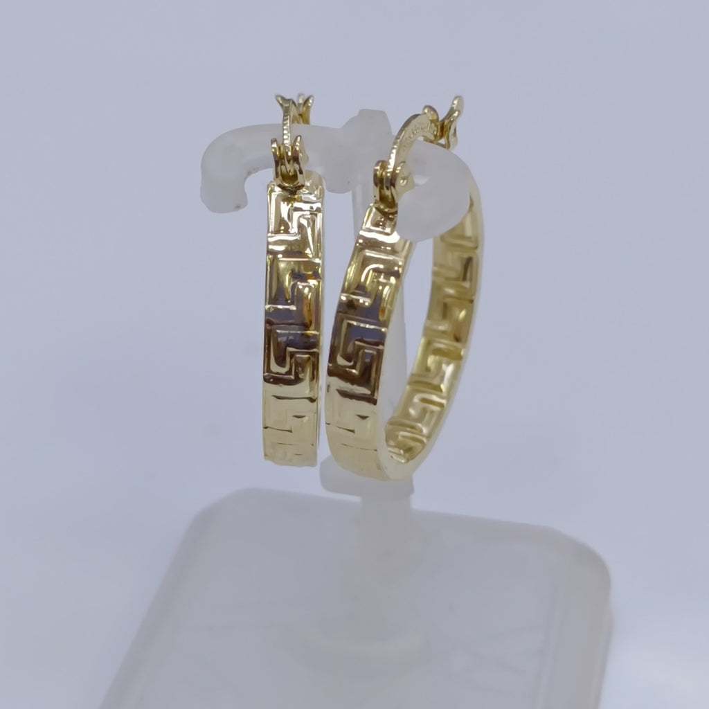 ARETES TEJIDO ARRACADAS TIPO GRECAS 14K 2.1 GR (NUEVO)