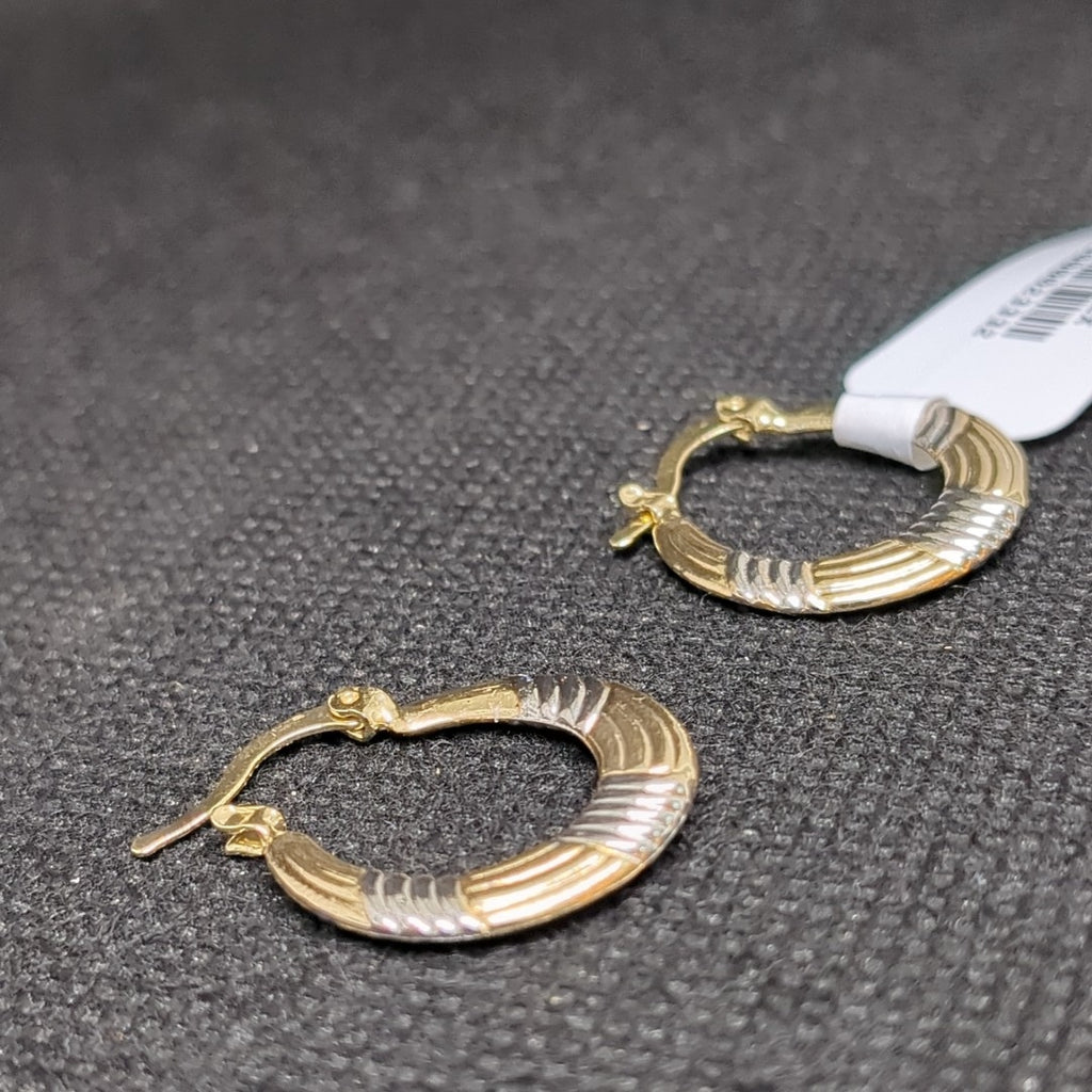 ARETES TEJIDO ARRACADAS COMBINADAS HUECAS 14K 1.7 GR (NUEVO)