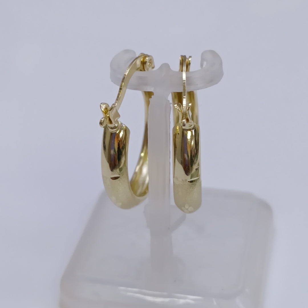 ARETES TEJIDO ARRACADA SATINADA 14K 2.6 GR (NUEVO)