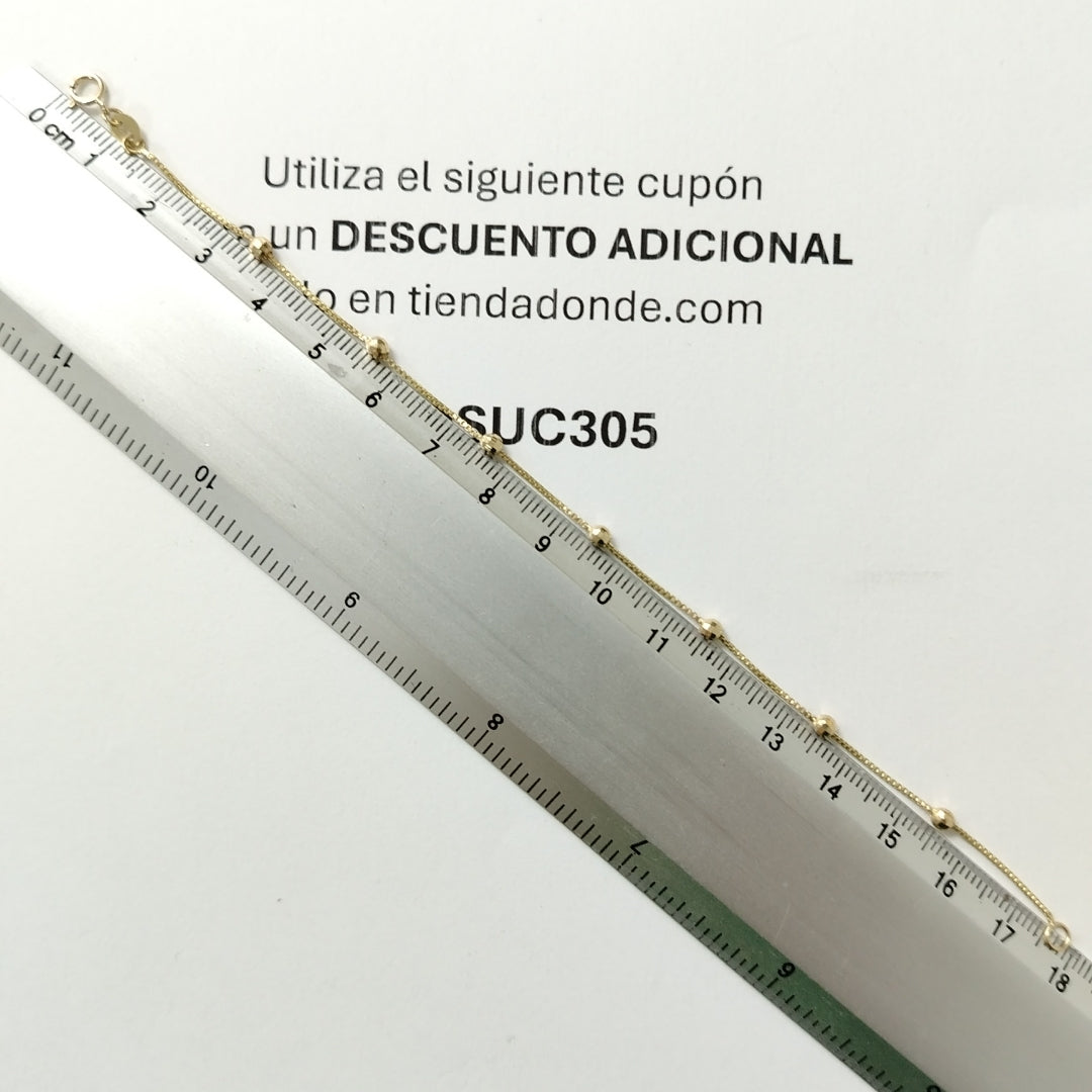 PULSERA ESPECIAL CON BOLITAS 14K 18 CM 1.4 GR (NUEVO)