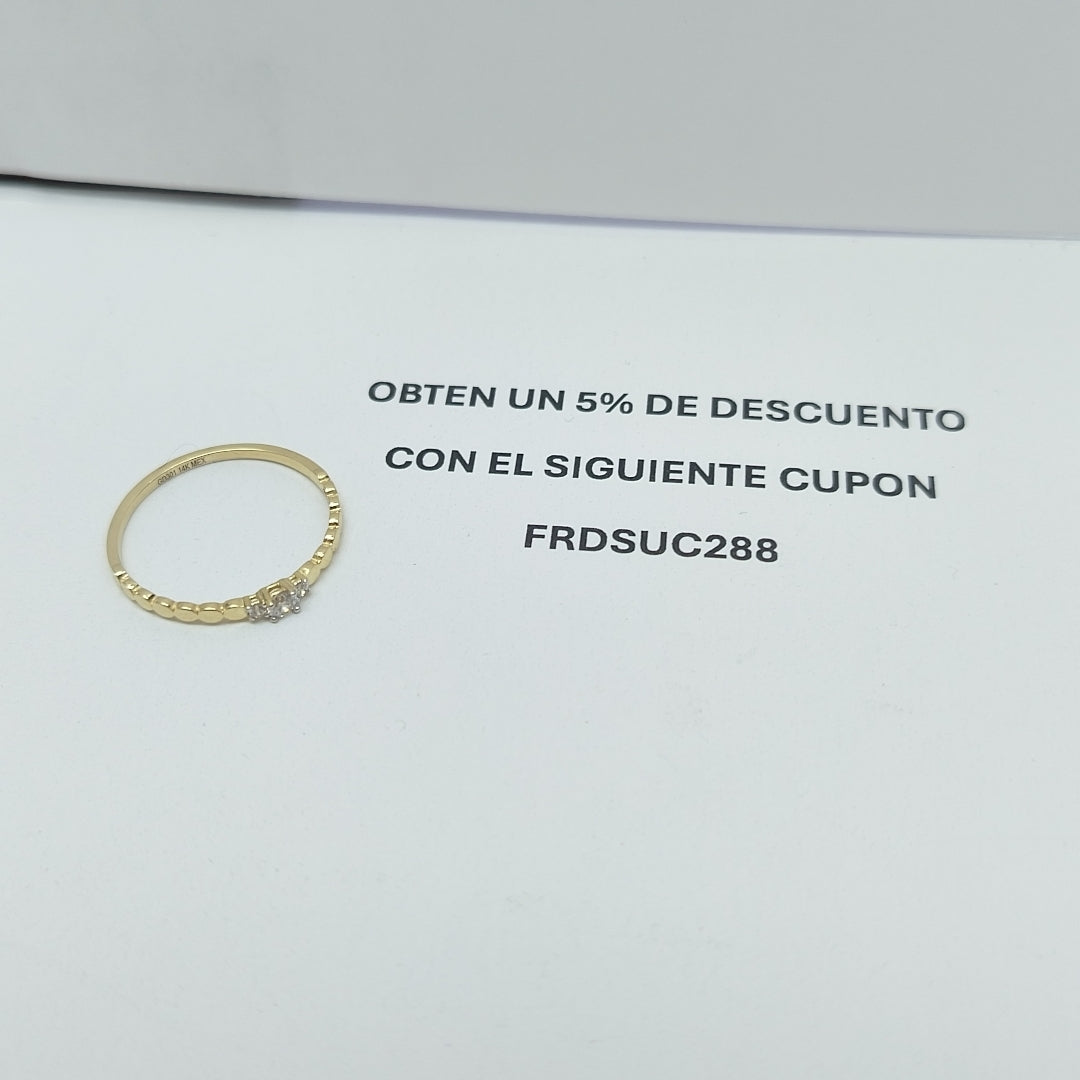 ANILLO ANILLITO C CIRCONIAS 14K 8.5 TALLA 1.2 GR (NUEVO)