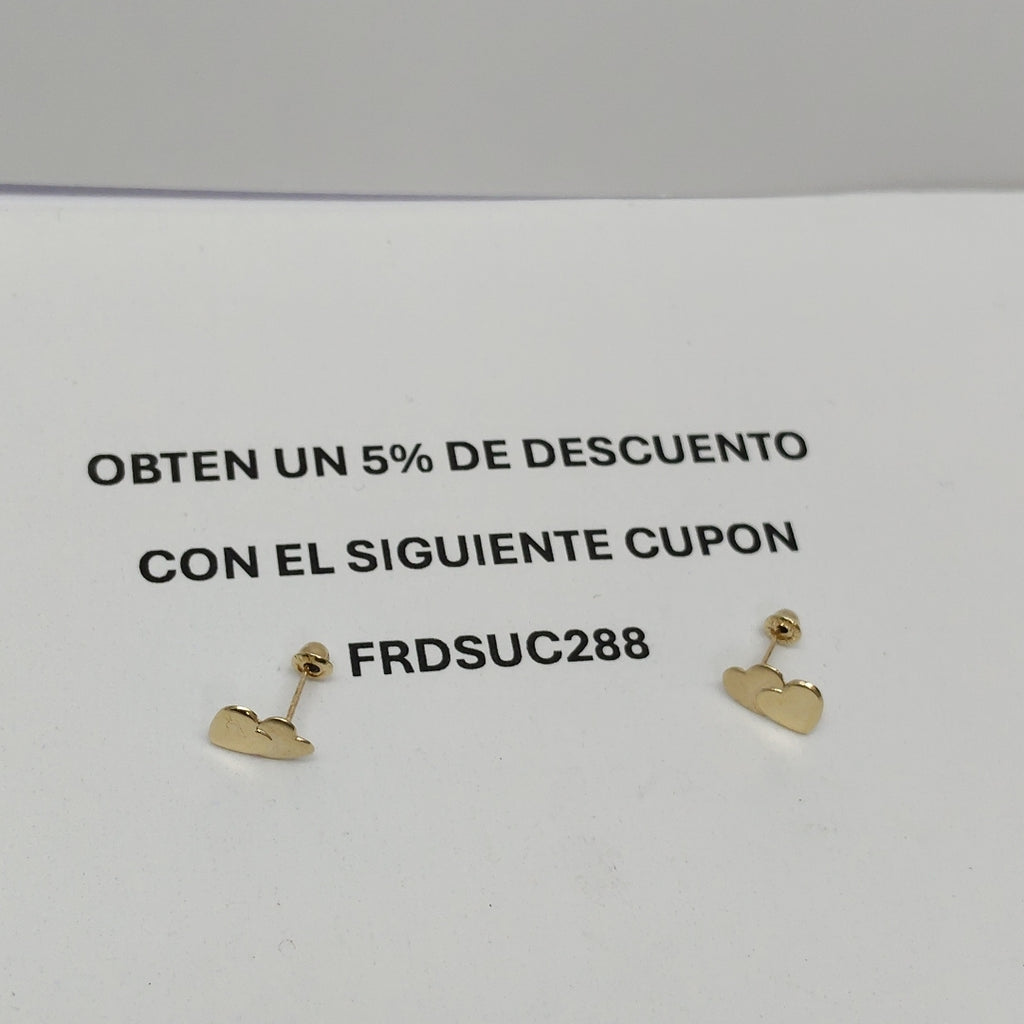 BROQUELES BROQUEL CORAZON DOBLE 14K 0.2171 GR (NUEVO)