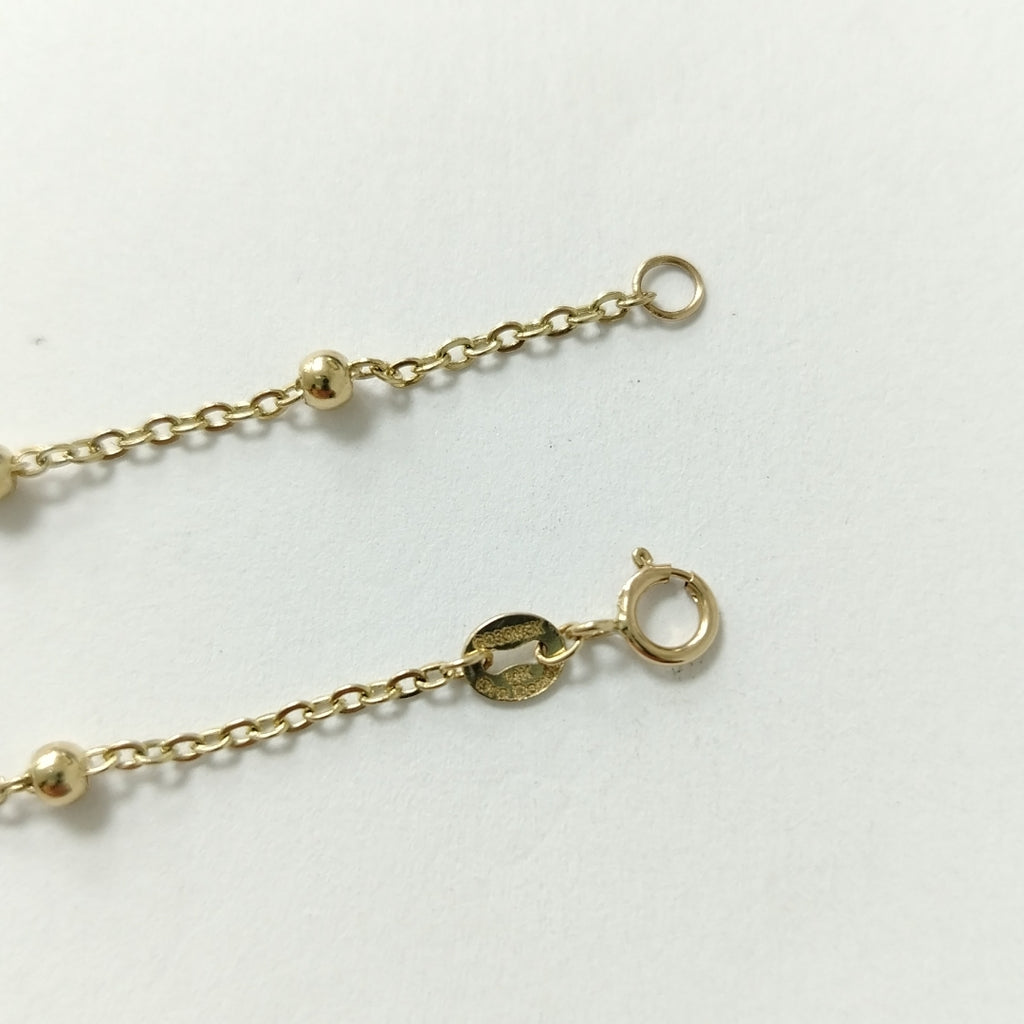 PULSERA TEJIDO ESPECIAL CON DOS CORAZONES 14K 18 CM 1.7 GR (NUEVO)