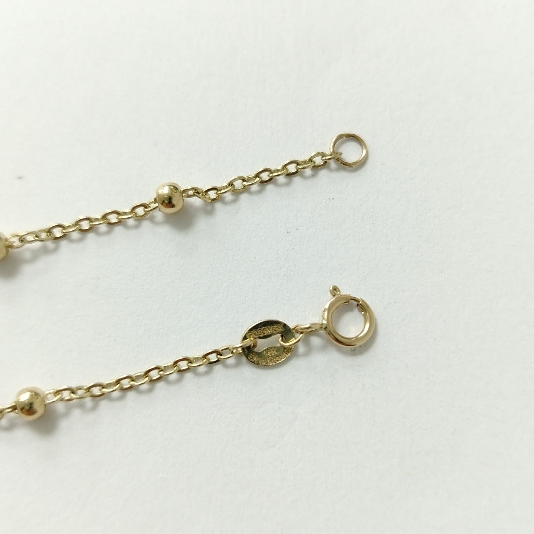 PULSERA TEJIDO ESPECIAL CON DOS CORAZONES 14K 18 CM 1.7 GR (NUEVO)