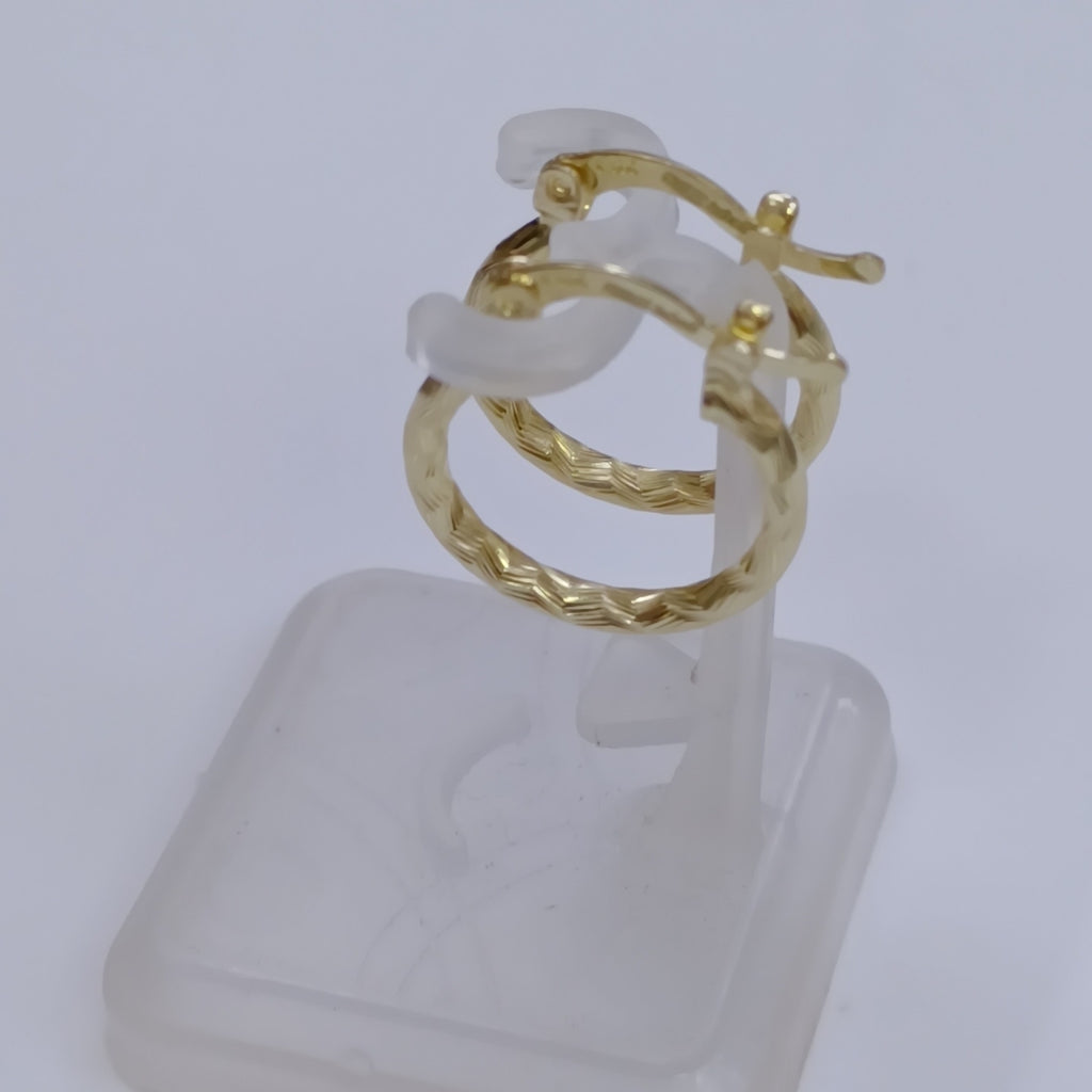 ARETES ARRACADAS TRENZADAS 14K 18 1.6 GR (NUEVO)