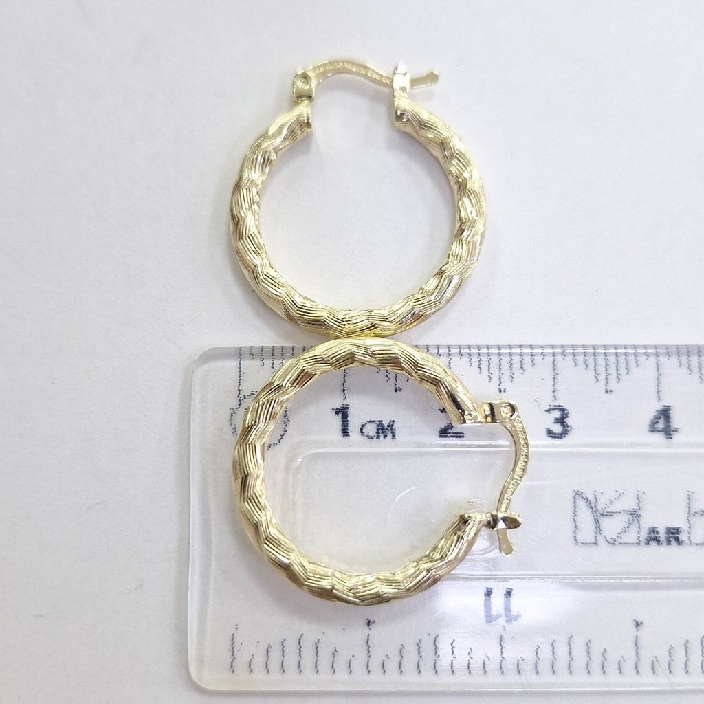 ARETES TEJIDO ARRACADA LABRADA 14K 2.7 GR (NUEVO)