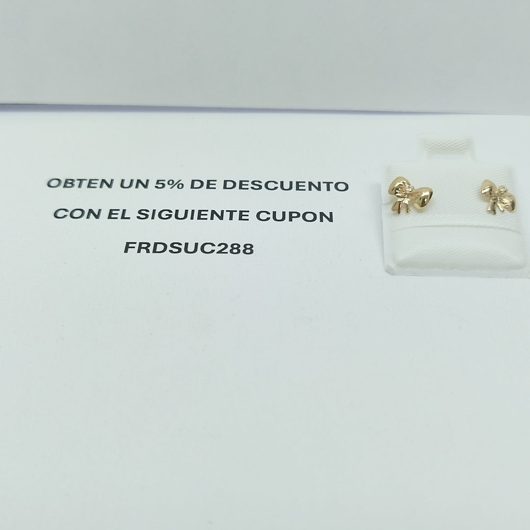 BROQUELES BROQUEL FIG MOÑO C CIRCONIA 14K 0.2441 GR (NUEVO)