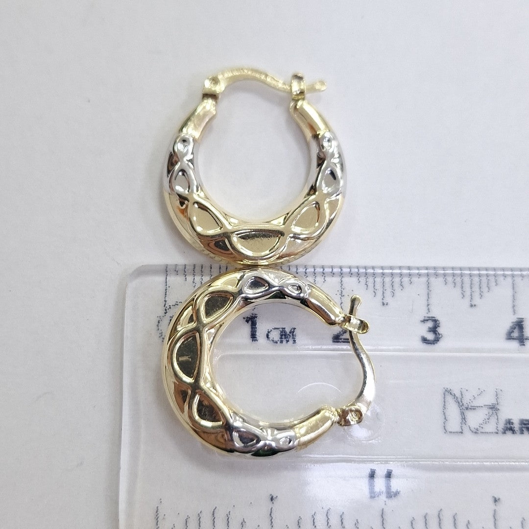ARETES ARRACADAS COMBINADAS CON INFINITO 14K 2.2 GR (NUEVO)