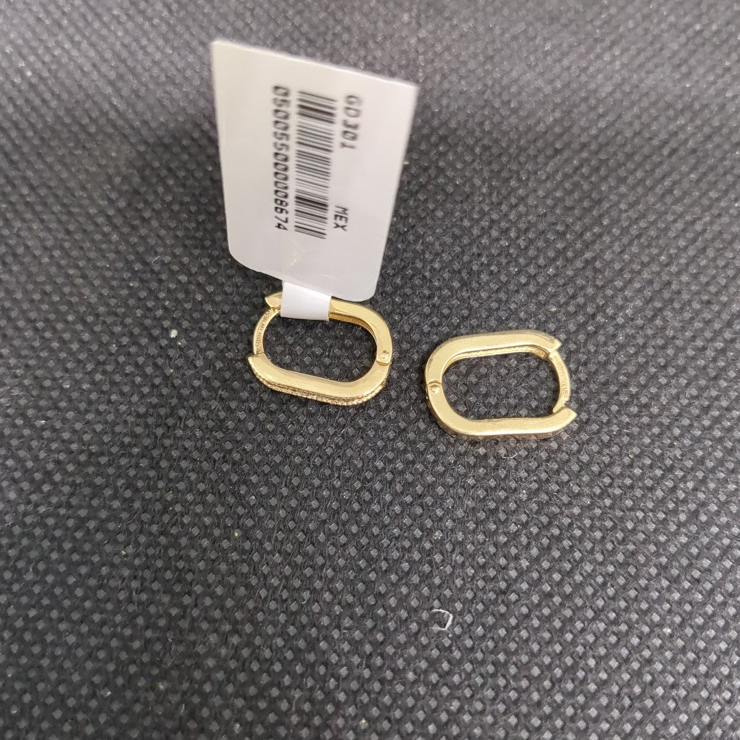 ARETES HUGGIES OVALADA C CIRCONIAS 14K 2.5 GR (NUEVO)