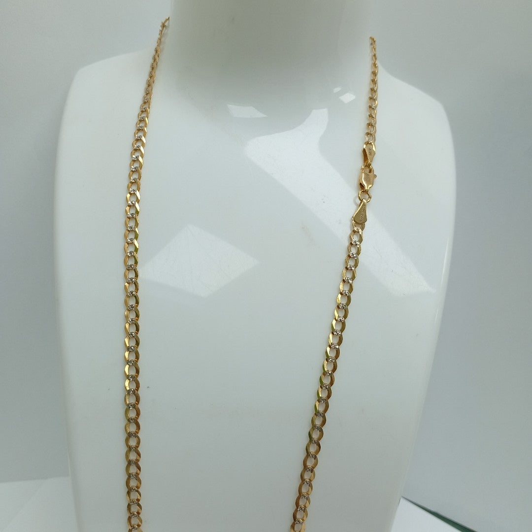 CADENAS BARBADA DIAMANTADA ORO 14K 55 CM 8.9 GR (NUEVO)