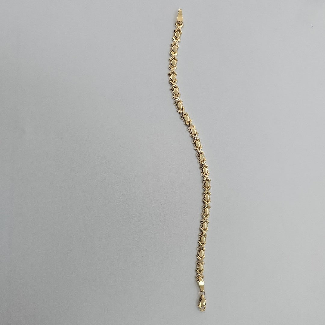 PULSERA ESPECIAL XOXO 14K 18 CM 6.1 GR (NUEVO)