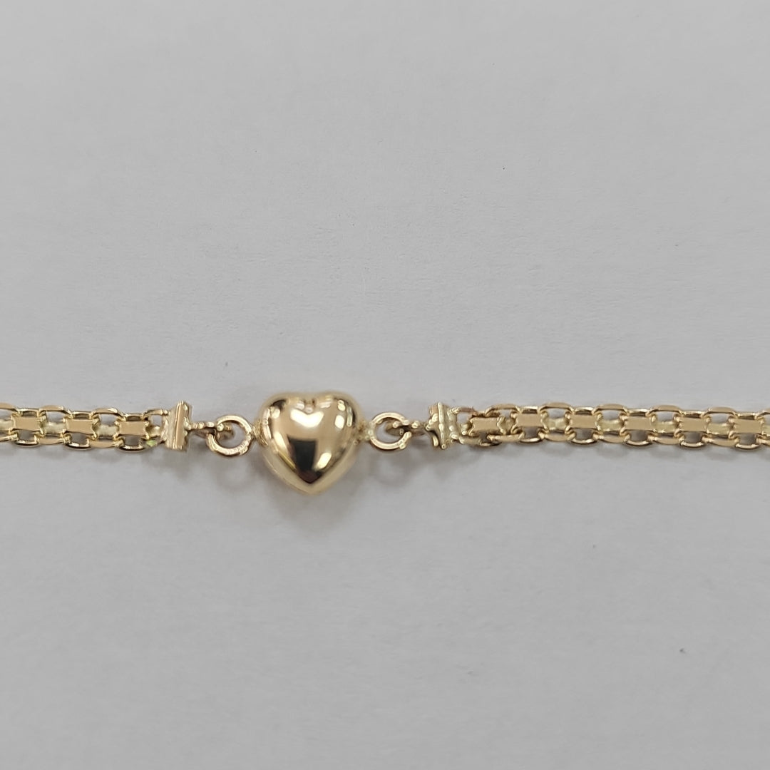 PULSERA ESPECIAL C CORAZON 14K 18 CM 2.7 GR (NUEVO)