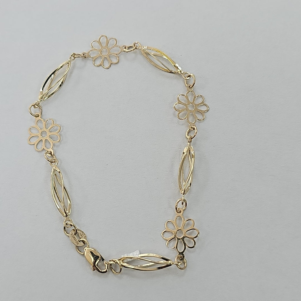 PULSERA ESPECIAL CON FLORES 14K 18 CM 2.6 GR (NUEVO)