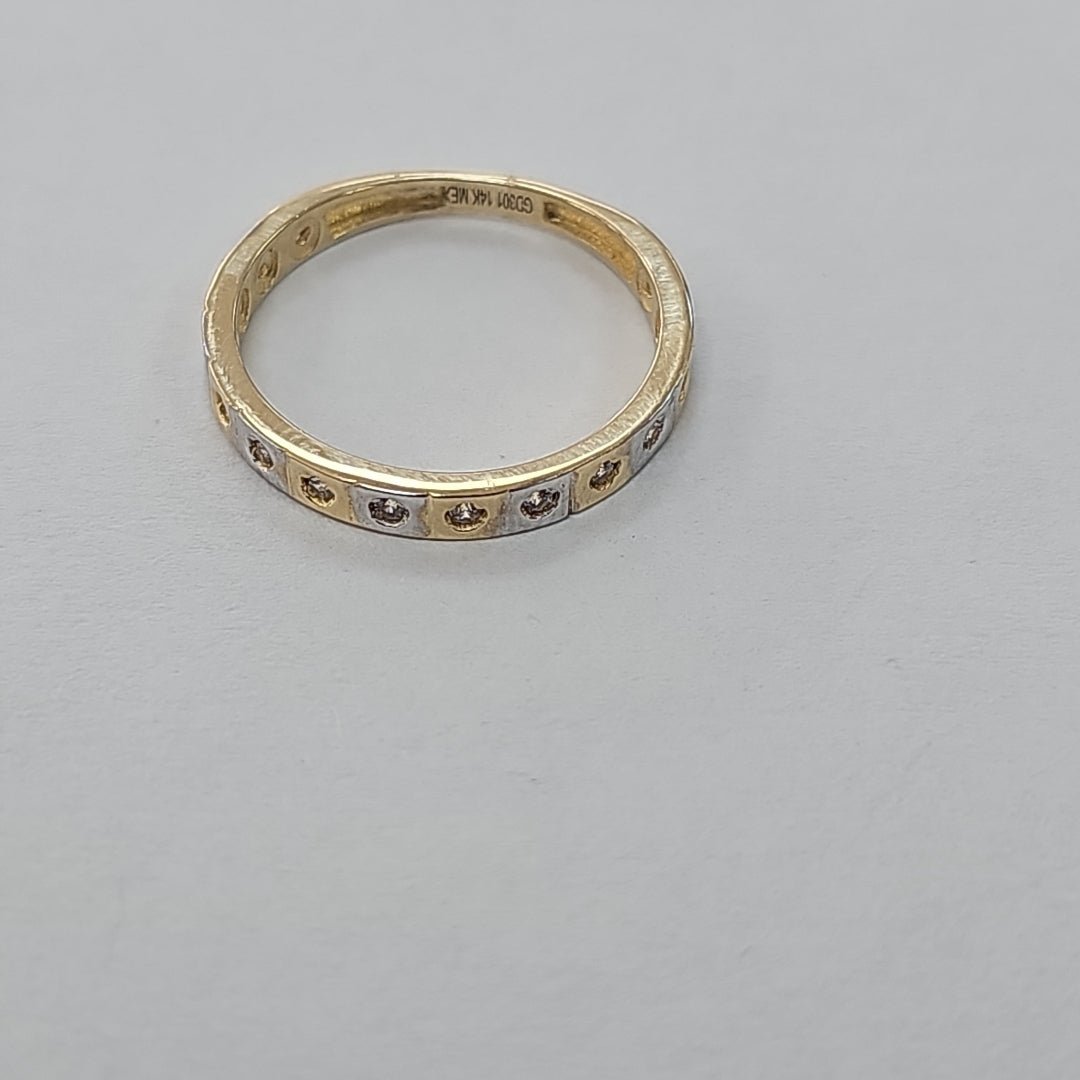 ANILLO ANILLITO C CIRCONIAS COMBINADO 14K 7 TALLA 2 GR (NUEVO)