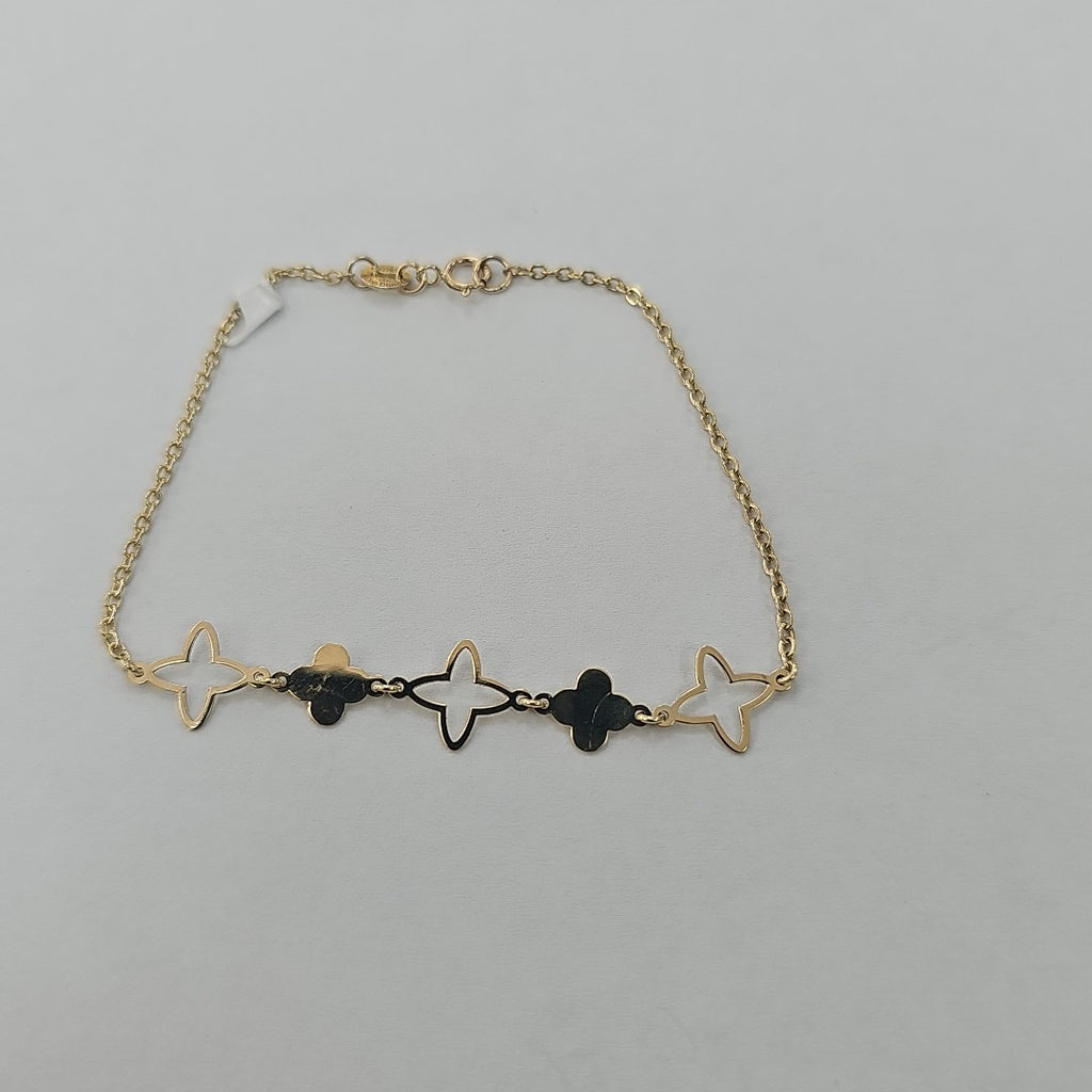 PULSERA TEJIDO ESP CON TREBOL 14K 18 CM 1.6 GR (NUEVO)