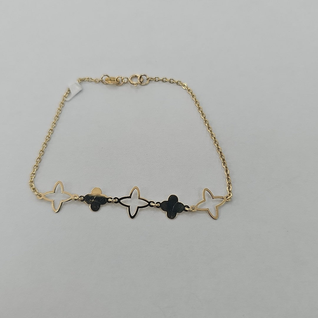 PULSERA TEJIDO ESP CON TREBOL 14K 18 CM 1.6 GR (NUEVO)