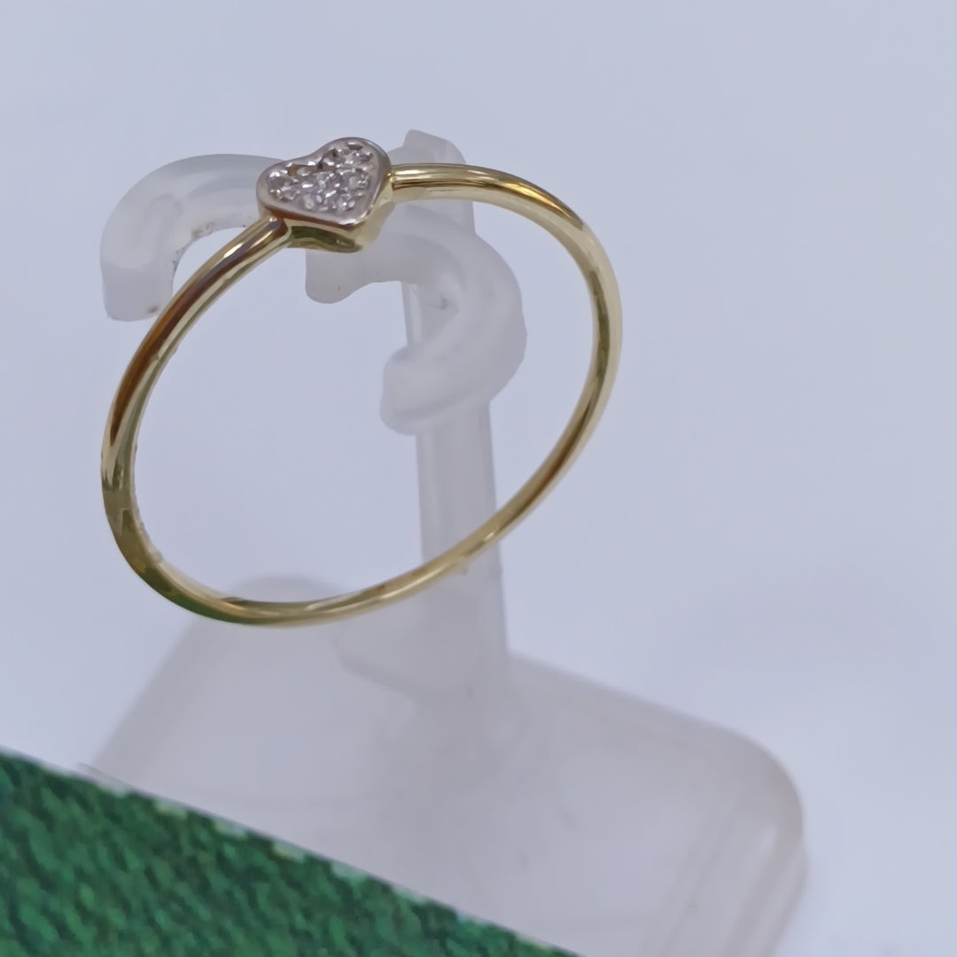 ANILLO ANILLITO CORAZON C CIRCONIA 14K 9 TALLA 0.9 GR (NUEVO)