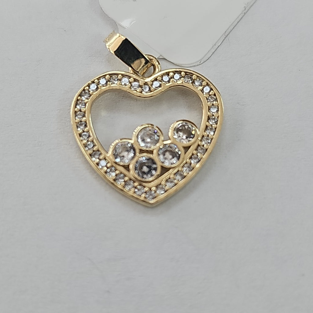 DIJE CORAZON CON CIRCONIAS 14K 1.7 GR (NUEVO)