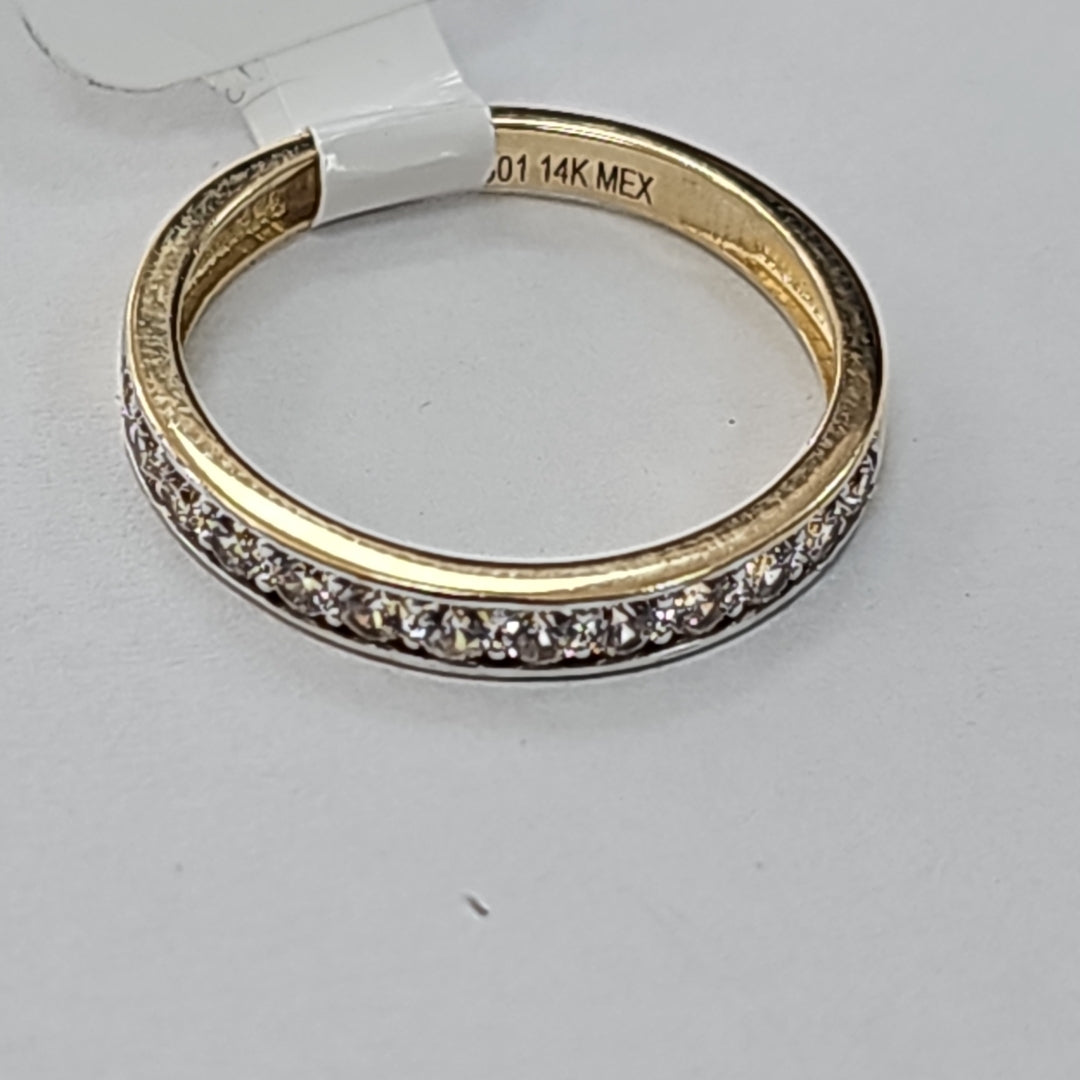 ANILLO ANILLITO C CIRCONIAS 14K 7 TALLA 2.1 GR (NUEVO)