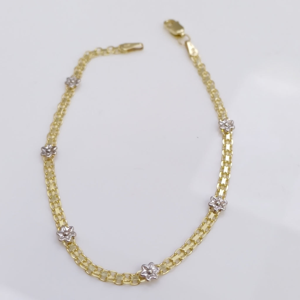 PULSERA ESPECIAL C FLORES 14K 18 CM 2.9 GR (NUEVO)