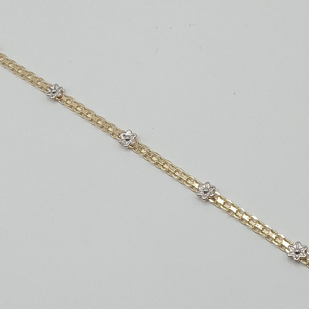 PULSERA ESPECIAL C FLORES 14K 18 CM 2.9 GR (NUEVO)