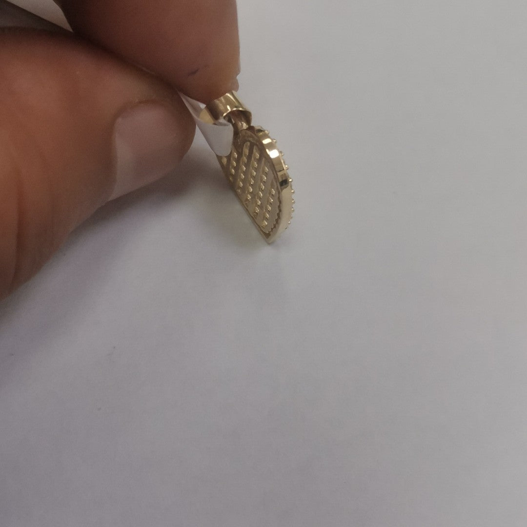 DIJE TEJIDO CORAZON CON CERCO DE CIRCONIAS 14K 1.2 GR (NUEVO)