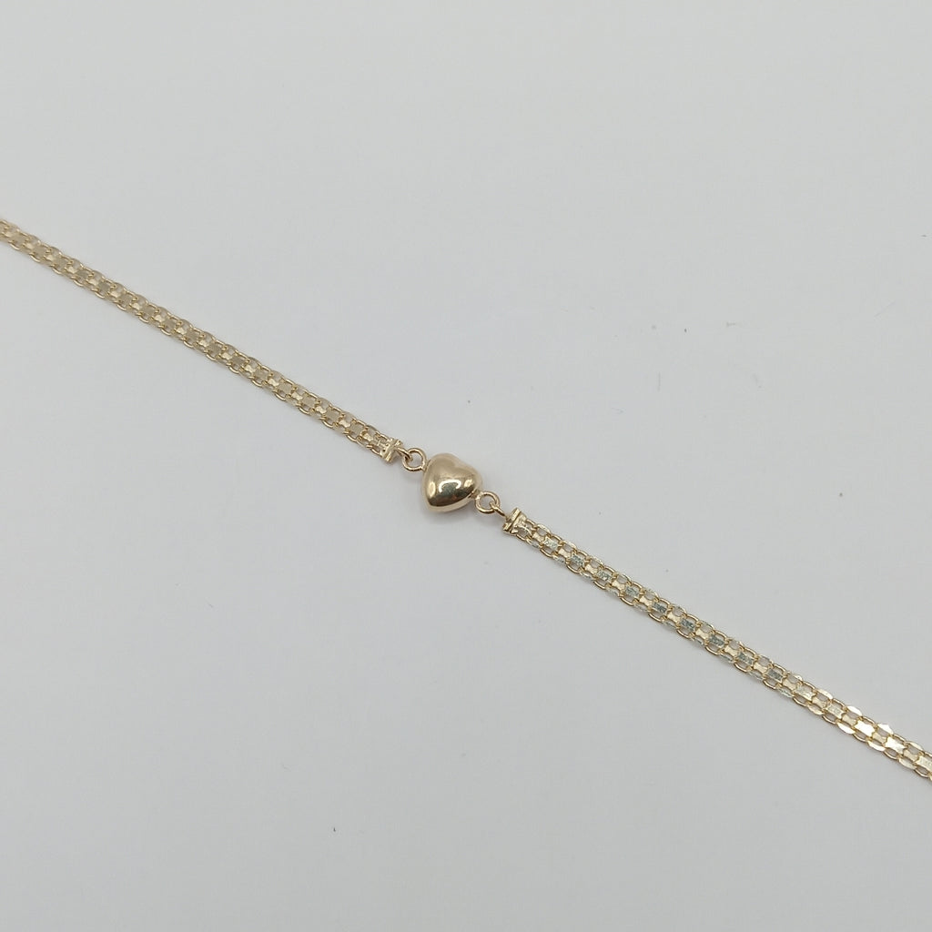 PULSERA ESPECIAL C CORAZON 14K 18 CM 2.7 GR (NUEVO)