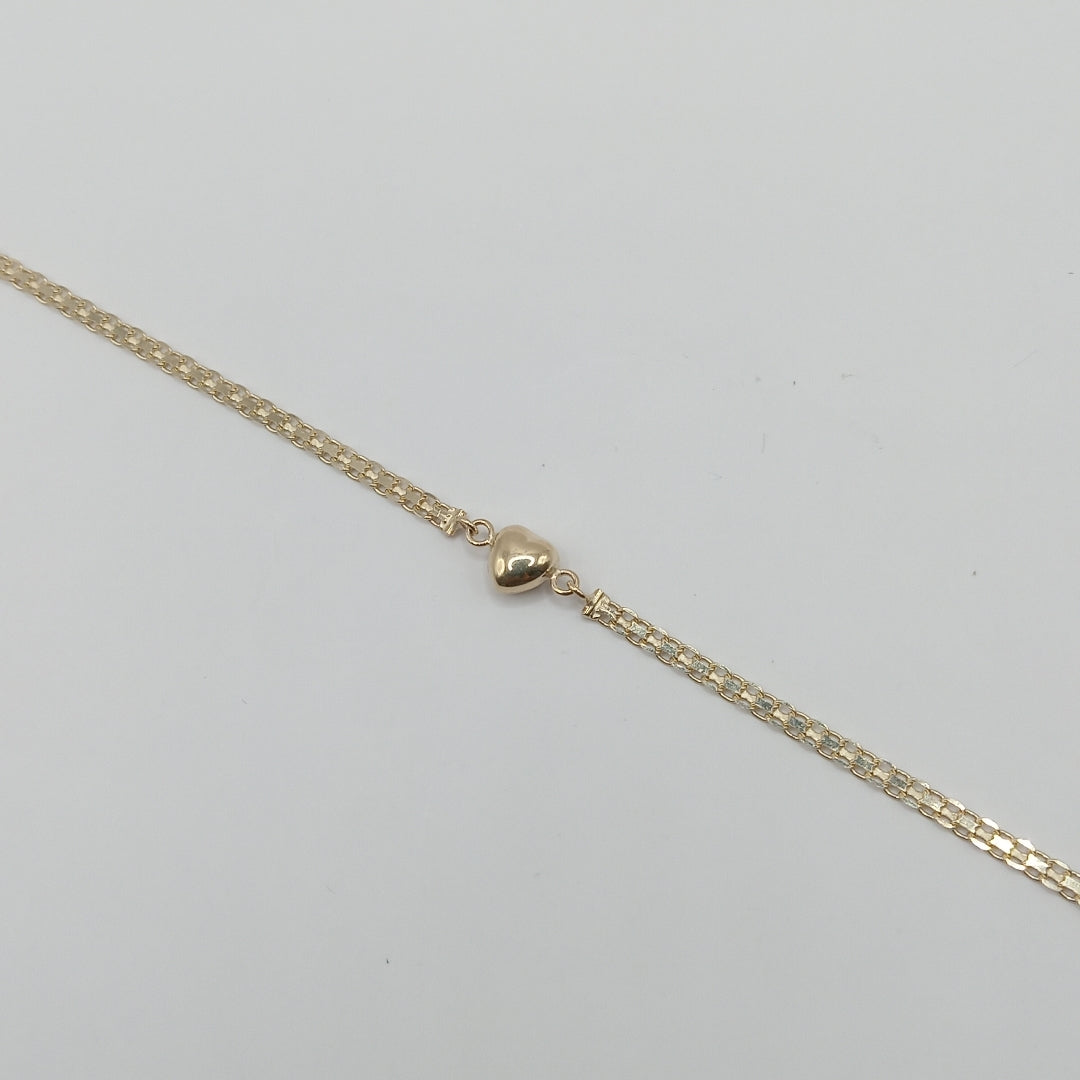 PULSERA ESPECIAL C CORAZON 14K 18 CM 2.7 GR (NUEVO)
