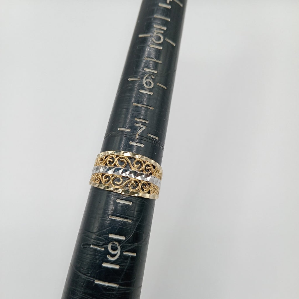ANILLOS TIPO FILIGRANA COMBINADO 14K TALLA 8 2.8 GR (NUEVO)