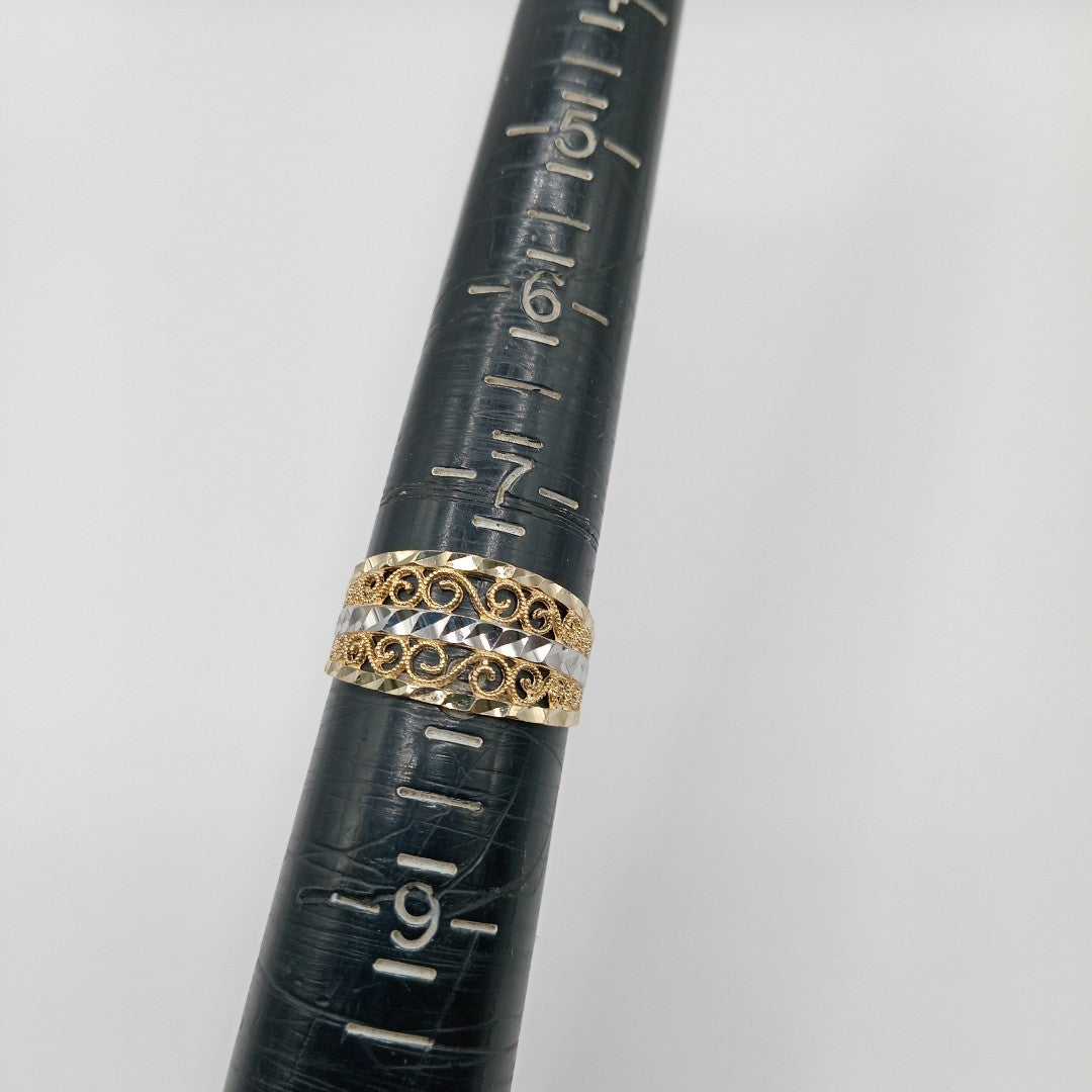 ANILLOS TIPO FILIGRANA COMBINADO 14K TALLA 8 2.8 GR (NUEVO)