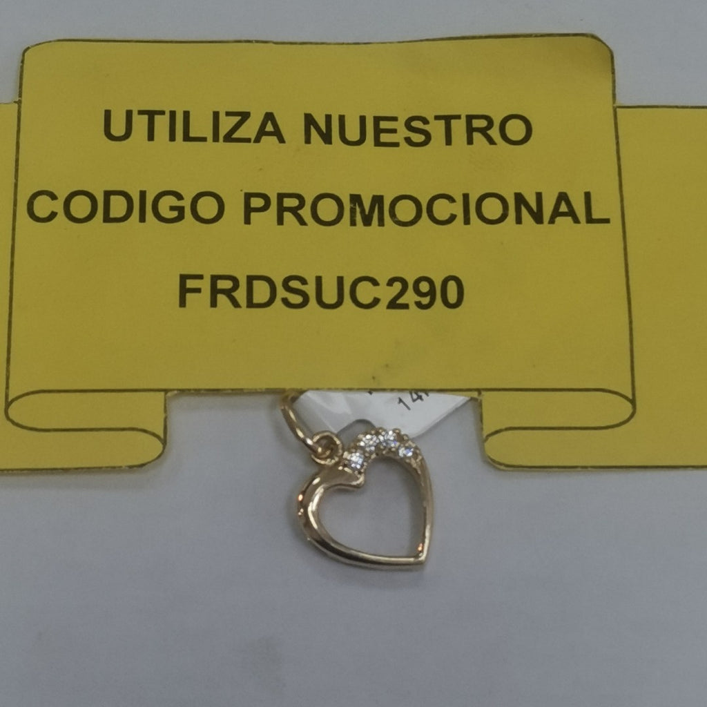 DIJE CORAZON CON CIRCONIAS 14K 1.4 GR (NUEVO)