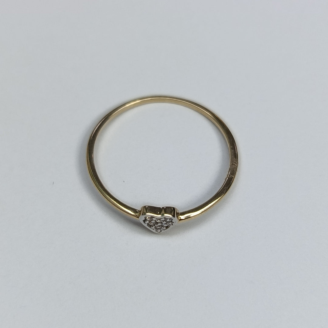 ANILLO ANILLITO CORAZON C CIRCONIA 14K 8 TALLA 0.8 GR (NUEVO)