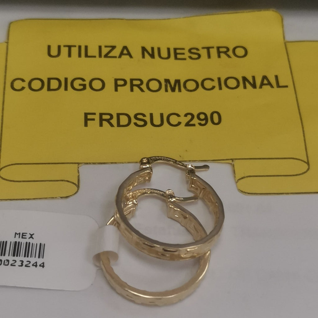 ARETES TEJIDO ARRACADAS TIPO GRECAS 14K 2.1 GR (NUEVO)