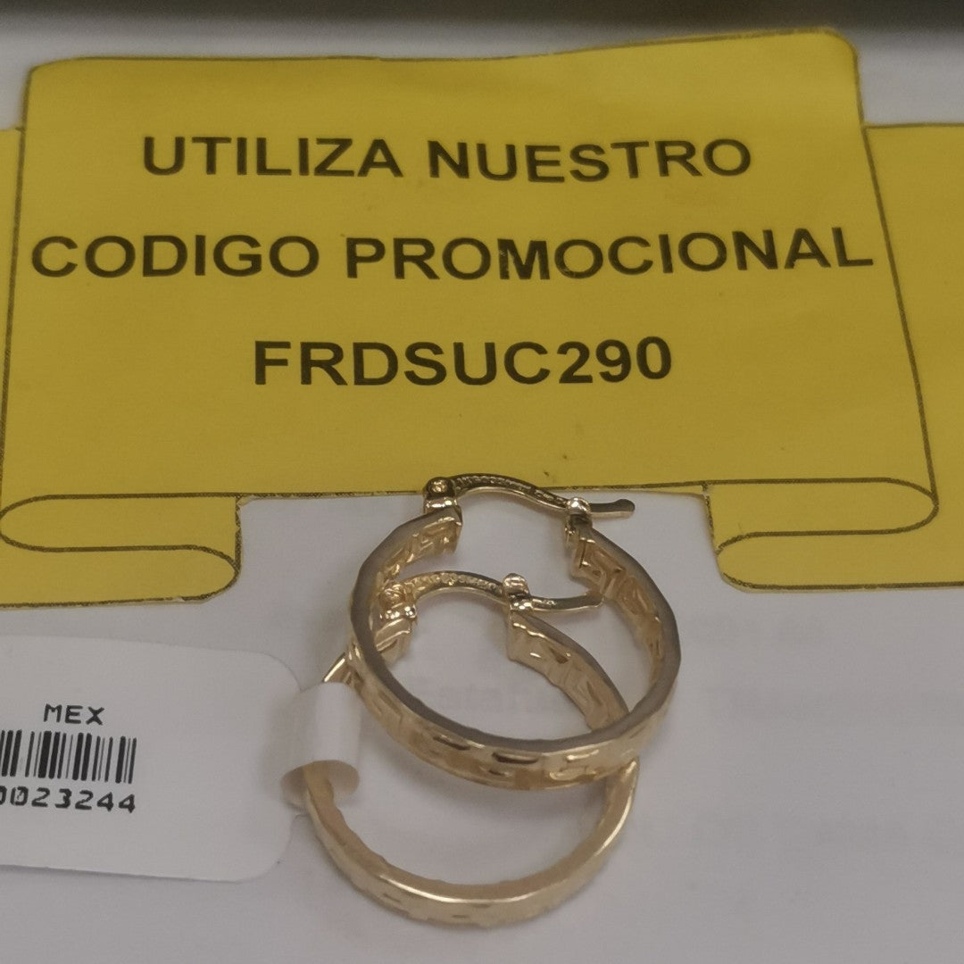 ARETES TEJIDO ARRACADAS TIPO GRECAS 14K 2.1 GR (NUEVO)