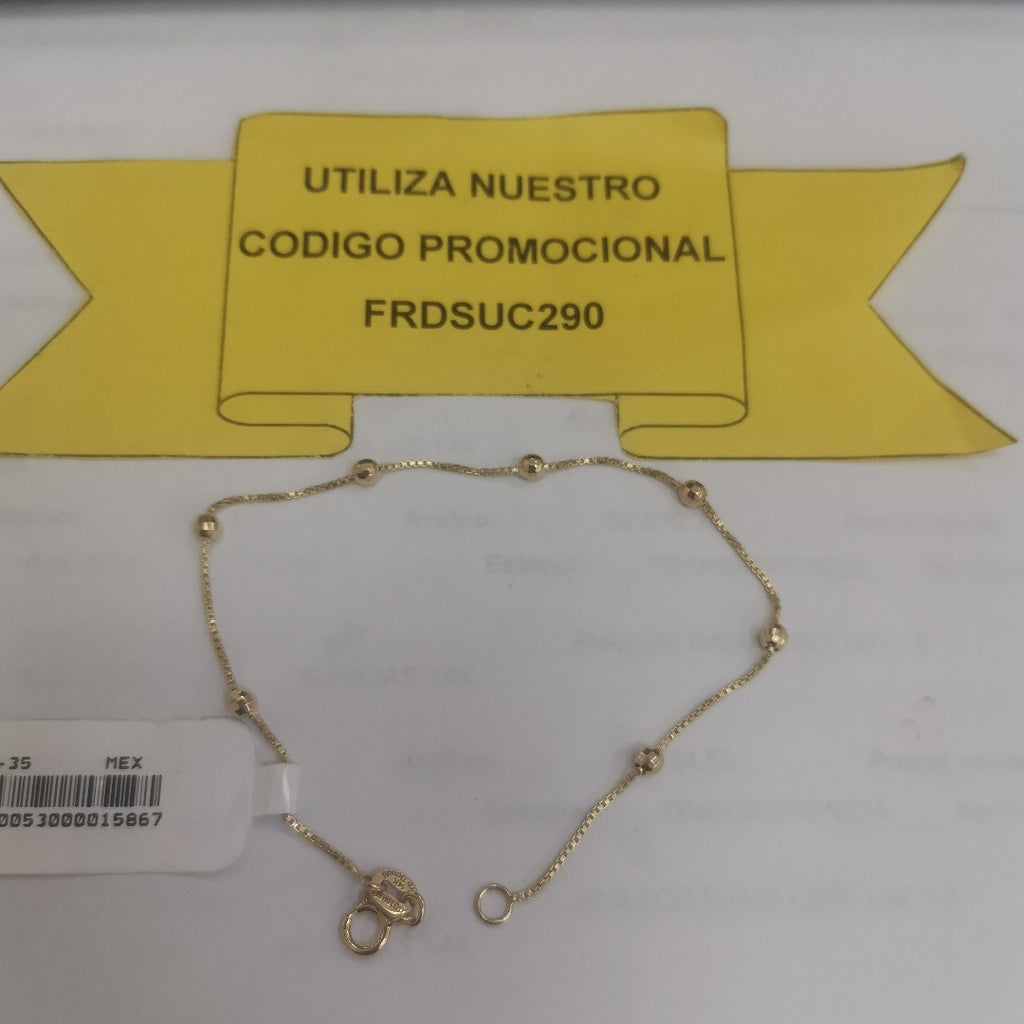 PULSERA ESPECIAL CON BOLITAS 14K 18 CM 1.4 GR (NUEVO)