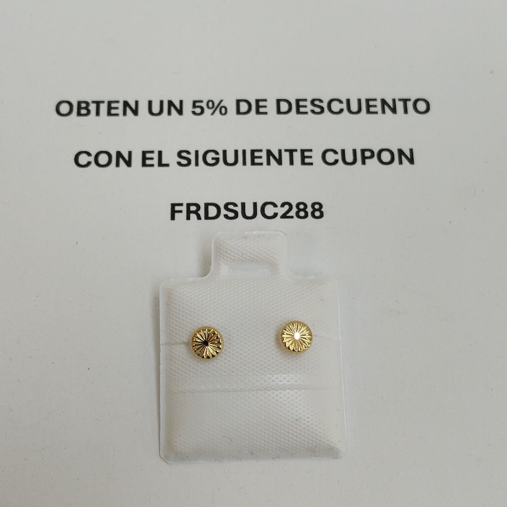 BROQUELES BROQUEL FIG BOTON RAYADO 14K 0.1577 GR (NUEVO)