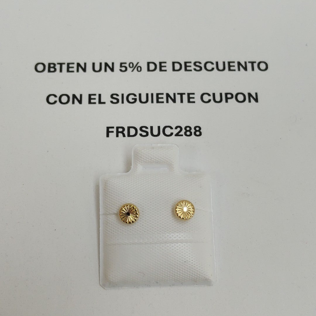 BROQUELES BROQUEL FIG BOTON RAYADO 14K 0.1577 GR (NUEVO)