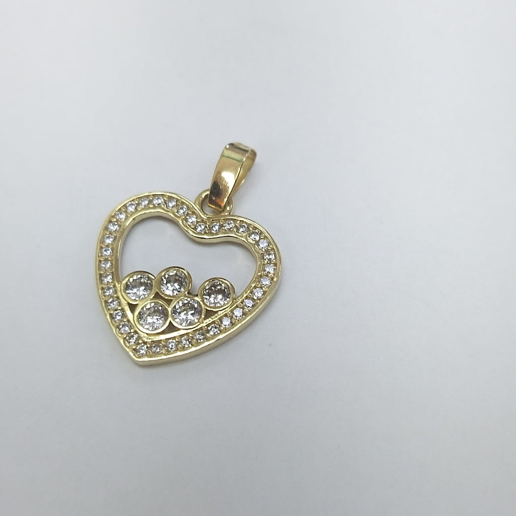 DIJE CORAZON CON CIRCONIAS 14K 1.7 GR (NUEVO)