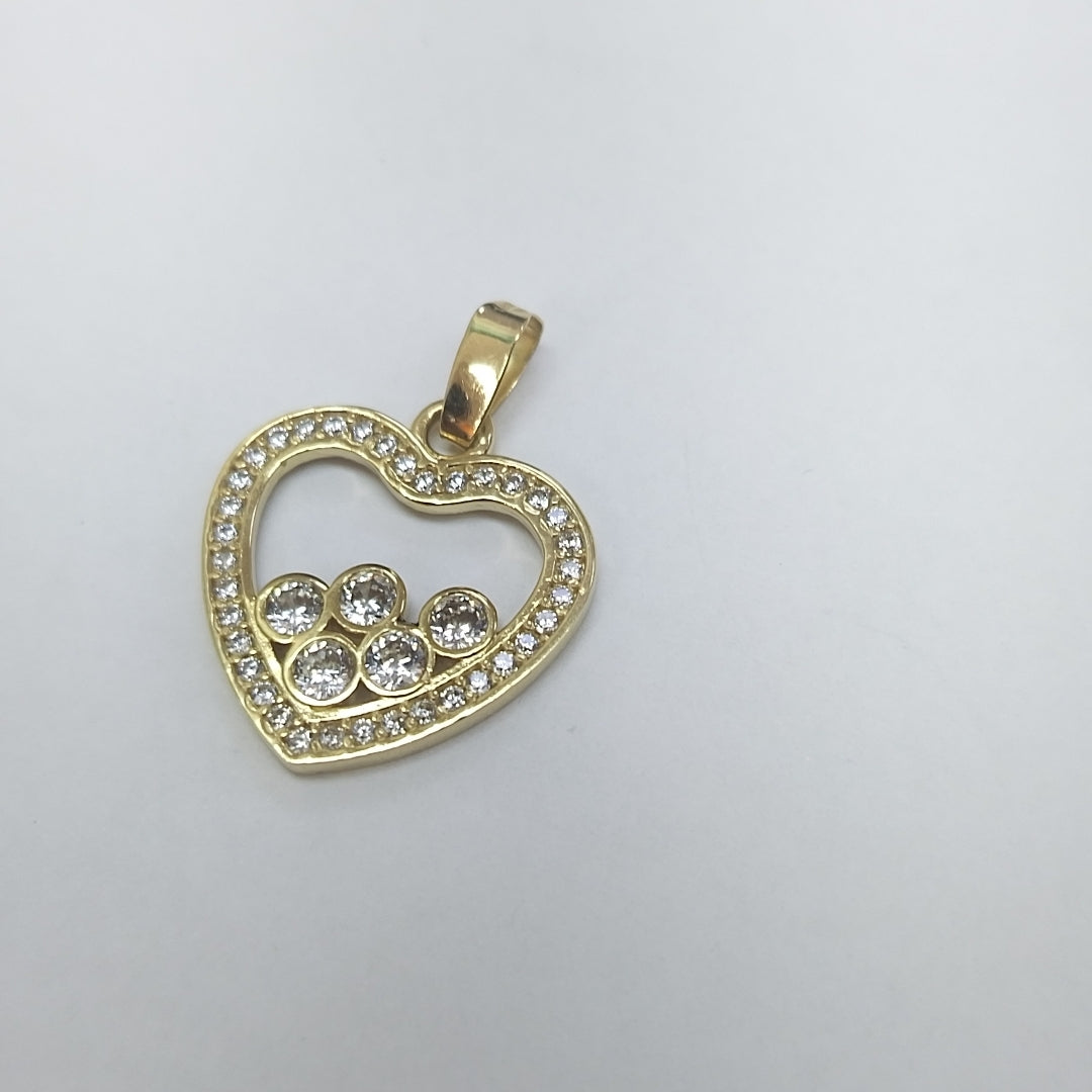 DIJE CORAZON CON CIRCONIAS 14K 1.7 GR (NUEVO)