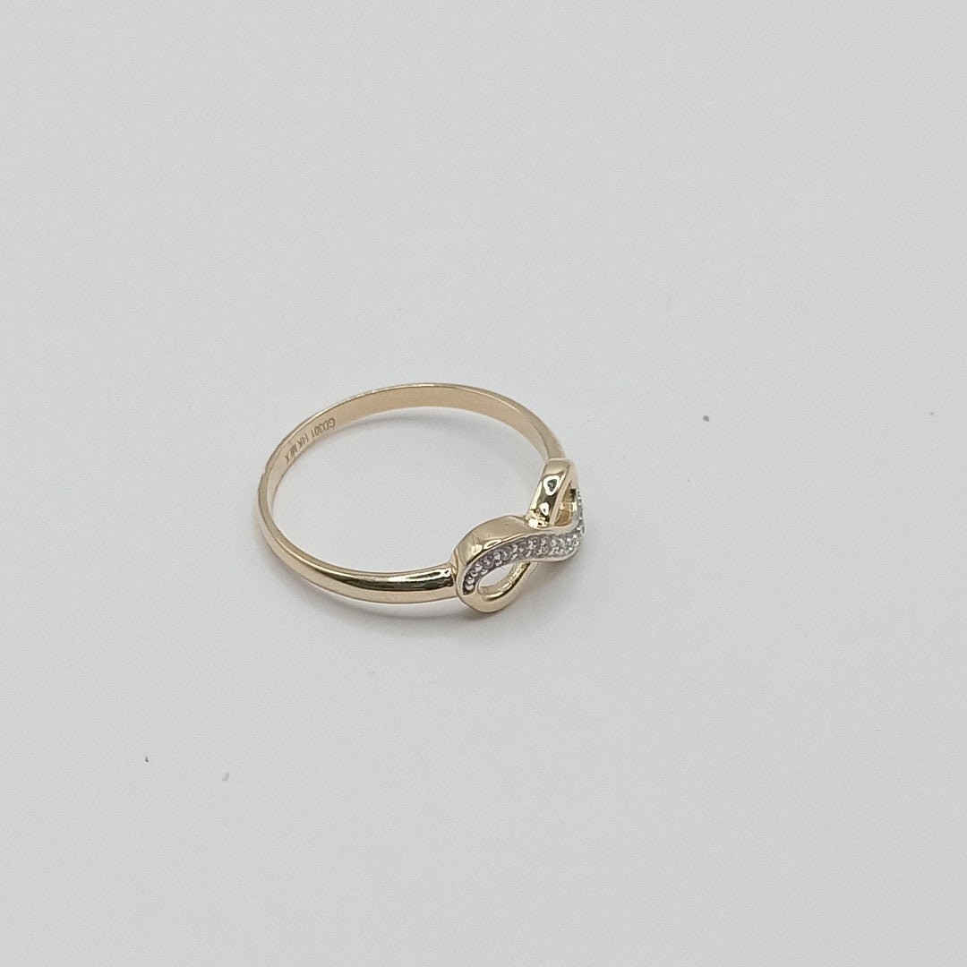 ANILLO ANILLITO FIG INFINITO C CIRCONIAS 14K 9 TALLA 1.9 GR (NUEVO)