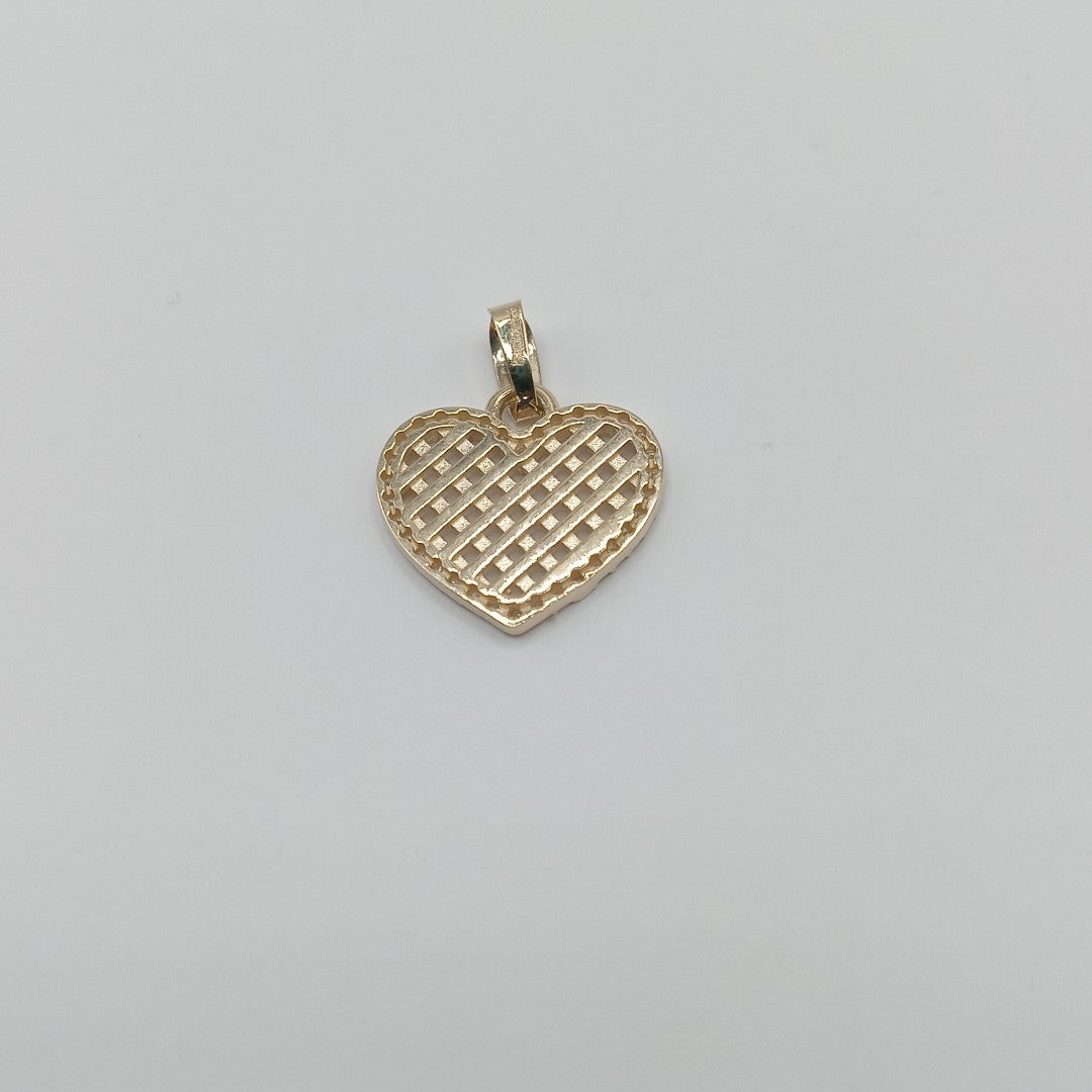 DIJE TEJIDO CORAZON CON CERCO DE CIRCONIAS 14K 1.2 GR (NUEVO)