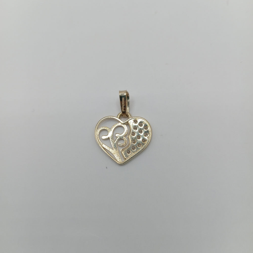 DIJE TEJIDO CORAZON CON CIRCONIAS Y ARBOL DE LA VIDA 14K 0.8 GR (NUEVO)
