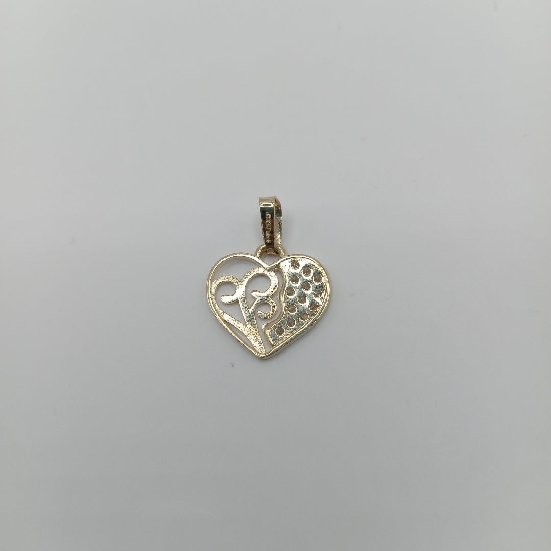 DIJE TEJIDO CORAZON CON CIRCONIAS Y ARBOL DE LA VIDA 14K 0.8 GR (NUEVO)